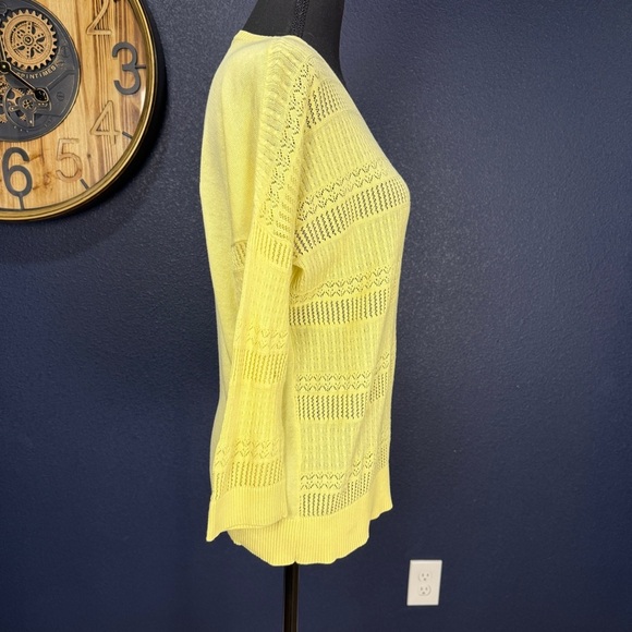 The Limited Yellow Crew Neck Sweater with Lacy Knit, Size Large - Picture 5 of 9